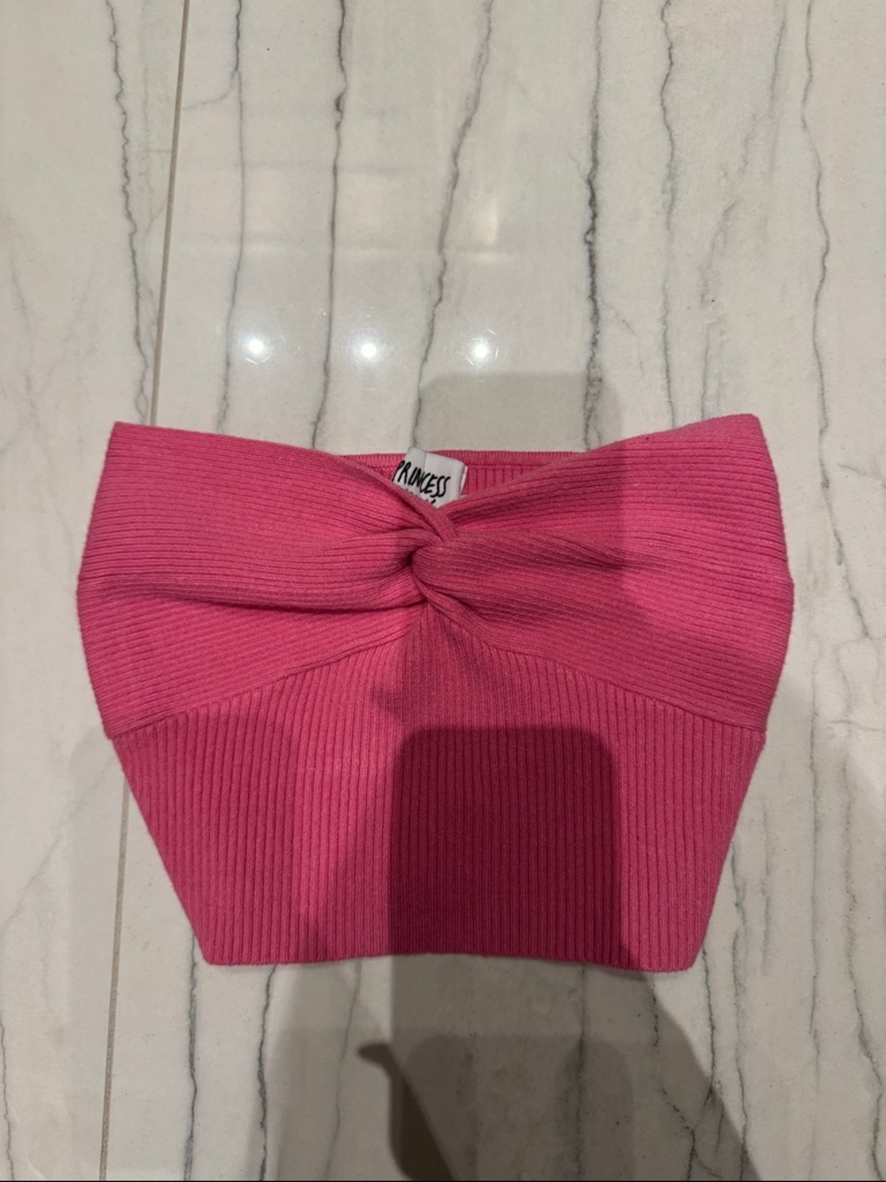 Princess Polly- Bubblegum Pink Twist Front Ribbed Tube Top